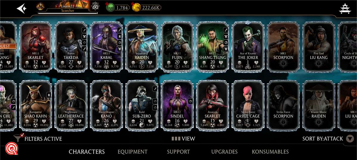 Game account sale Mortal Kombat X Mobile